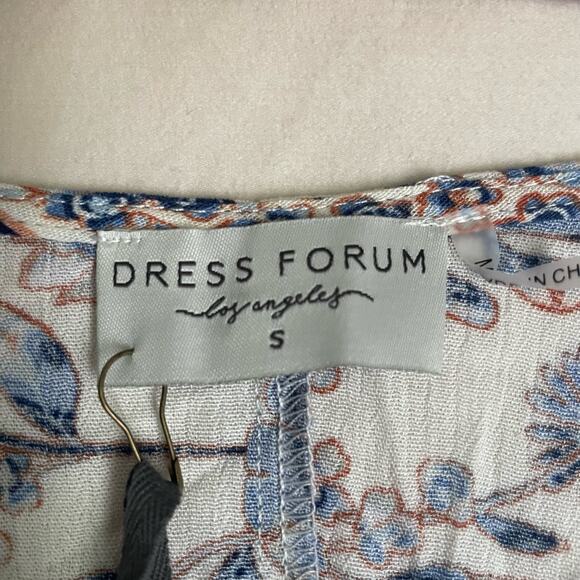 NWT Dress Forum Floral White,Blue,Rust Maxi Dress. Size Small.Side Open Splits. - Picture 8 of 9